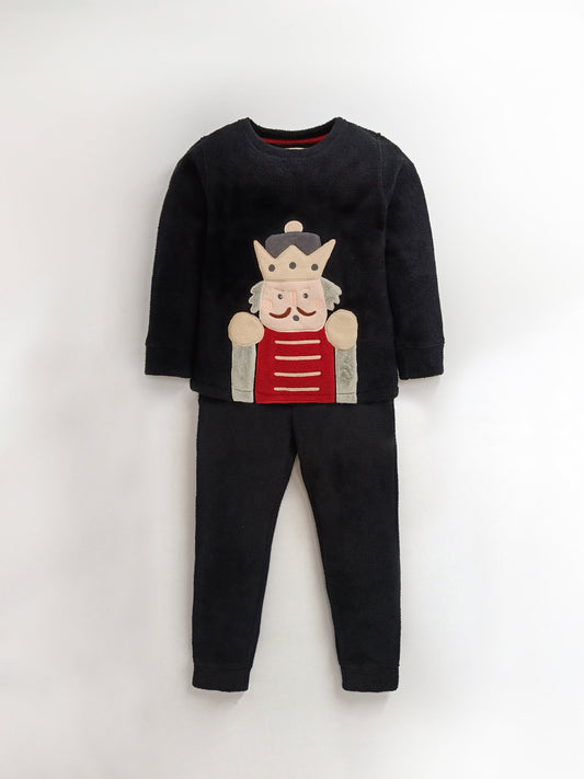 Cherry Crumble Cozy Black Winter Nightsuit for Little Dreamers