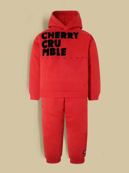 Cherry Crumble Red Solid Charming Sweatshirt Set