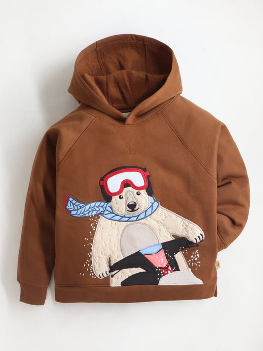Cherry Crumble Brown Solid Applique Trendy Graceful Winter Sweatshirt