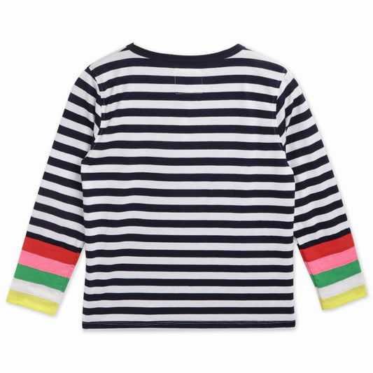 Cherry Crumble Blue Stripes Breezy-Luxe Summer T-Shirt