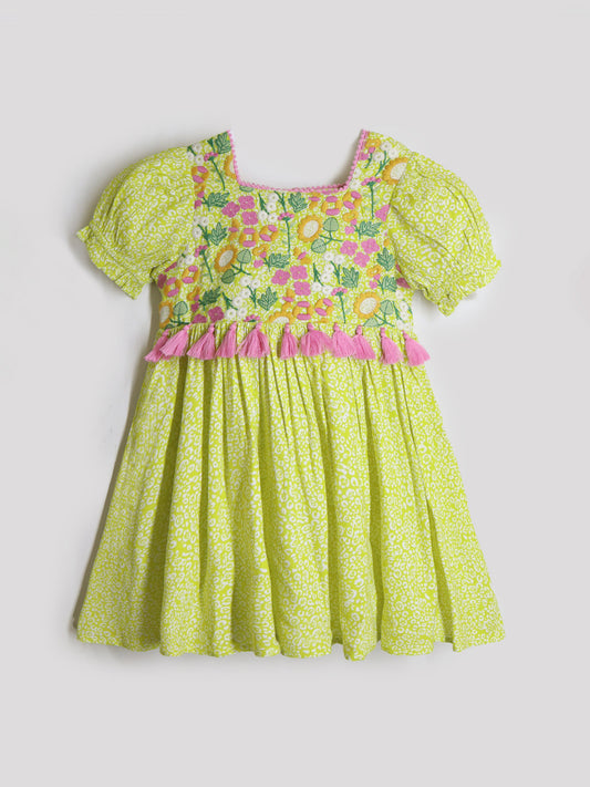 Cherry Crumble Yellow Bloom Dress
