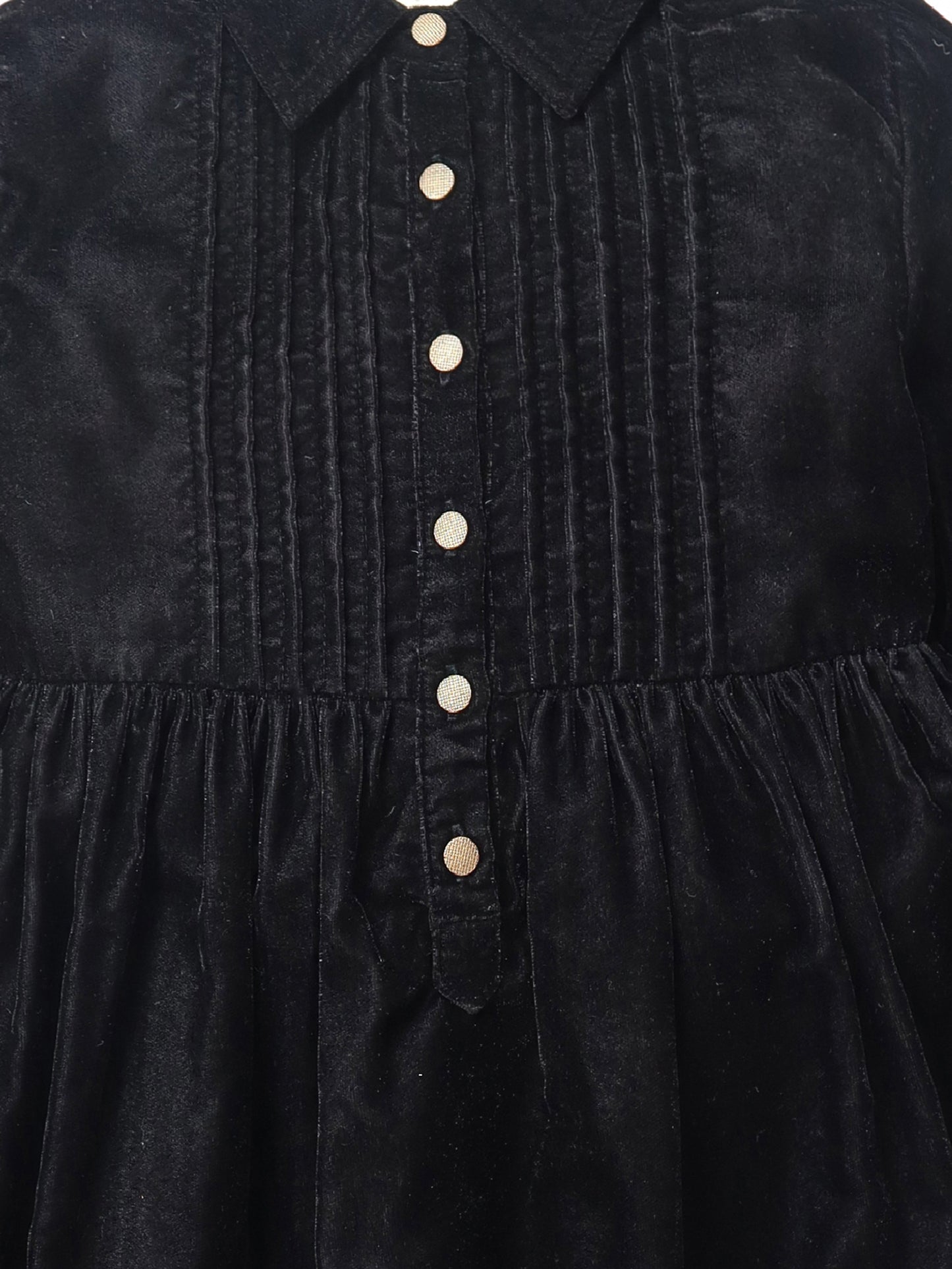 Cherry Crumble Black Solid Velvet Sweet Stylish Winter Dress