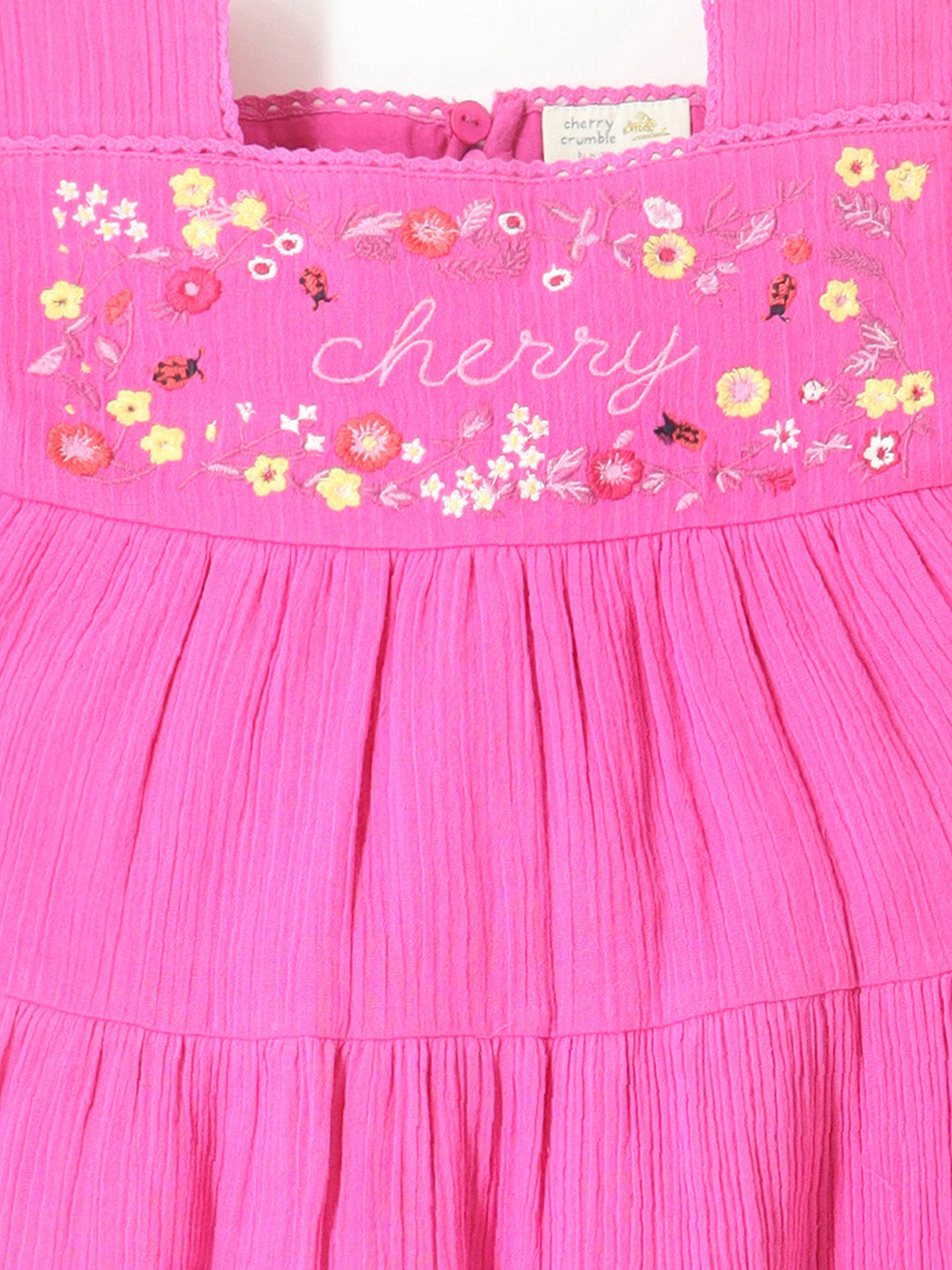 Cherry Crumble Pink red Embroidered Cute Dress