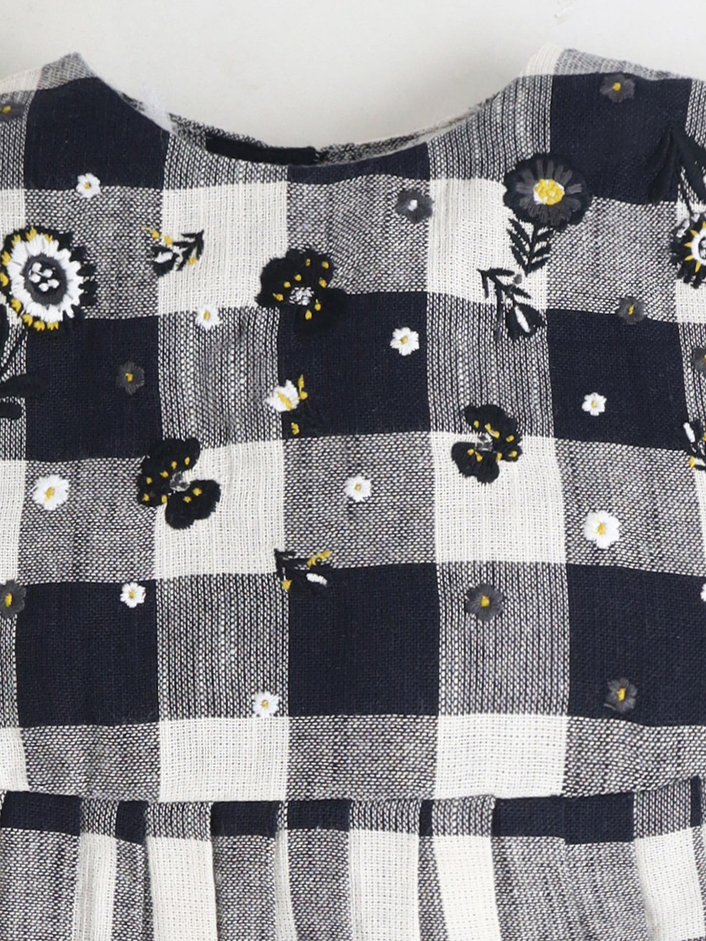 Cherry Crumble Black White Embroidered Playful Dress