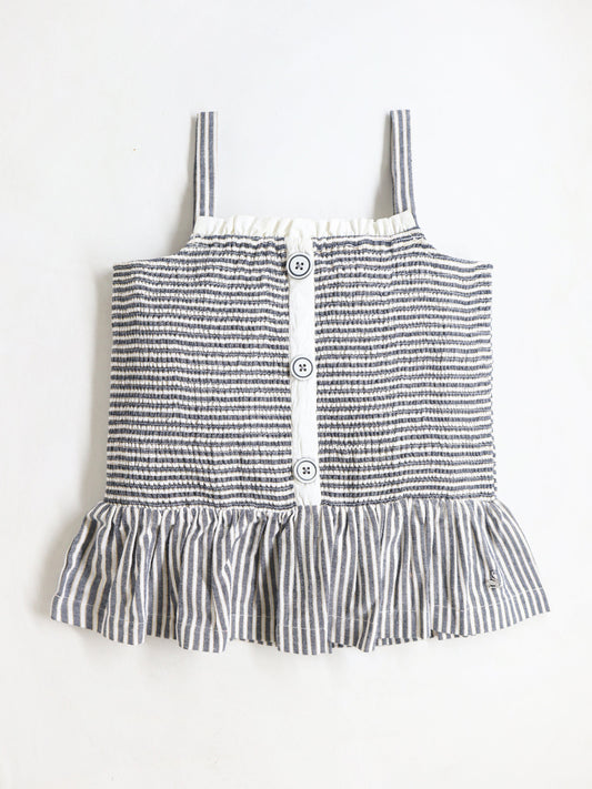 Cherry Crumble White Grey Striped Lovely Stylish Top