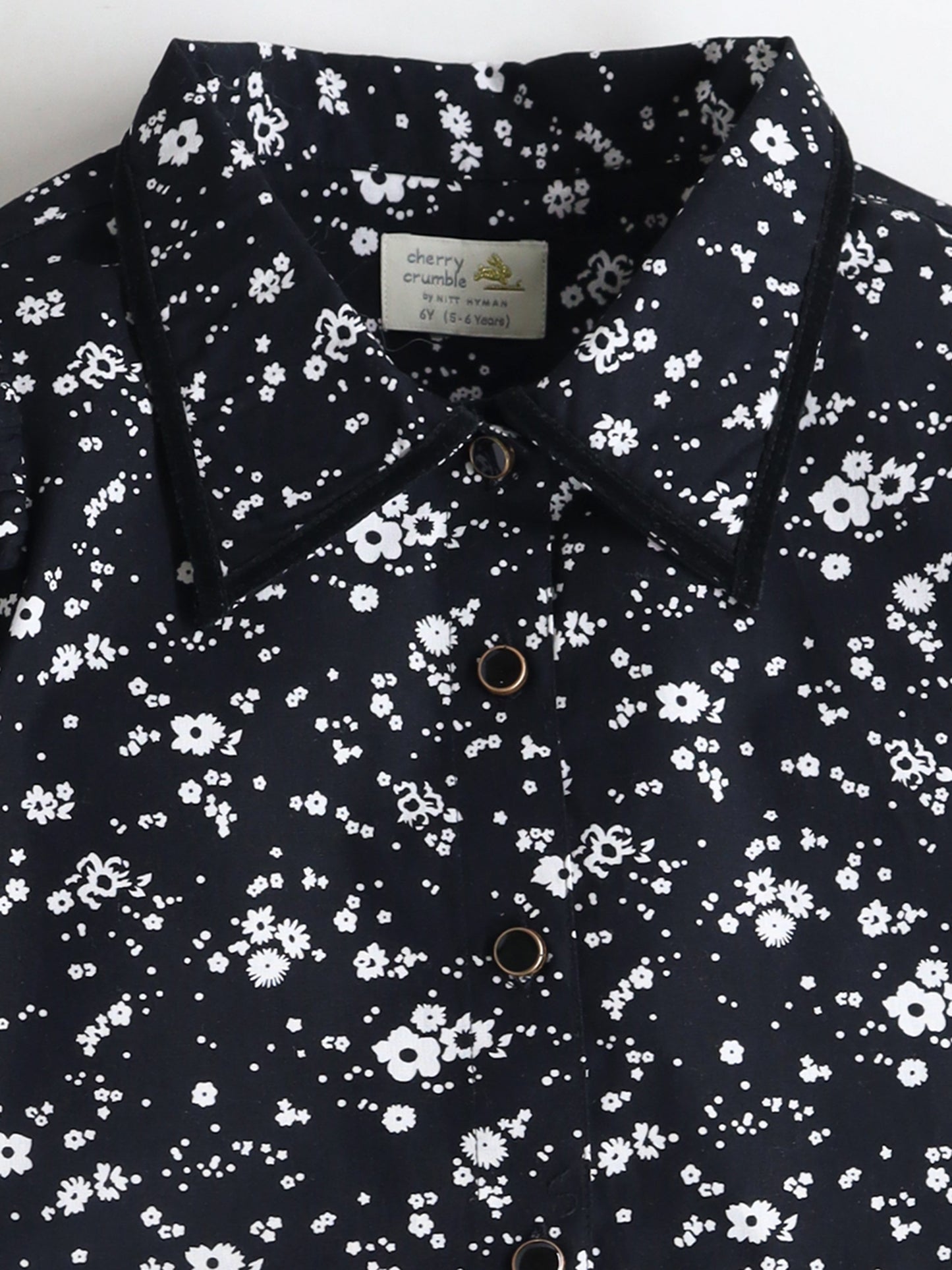 Cherry Crumble White Floral Printed Velvet Trendy Smart Top