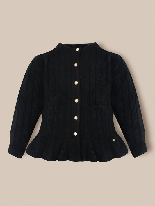 Cherry Crumble Black Cable Knit Trendy Classic Winter Sweater