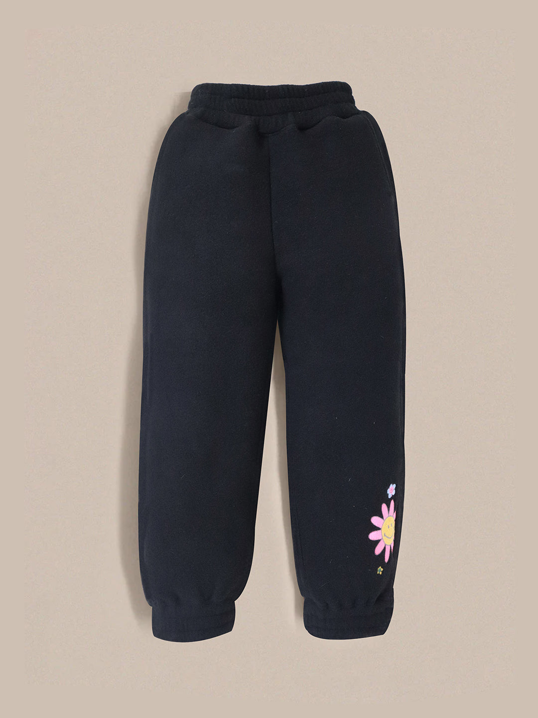 Cherry Crumble Black Solid Applique Embroidered Cozy Sweatshirt Set