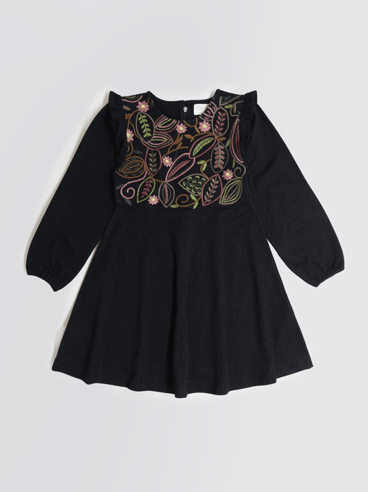 Cherry Crumble Black Embroidered Cute Smart Dress