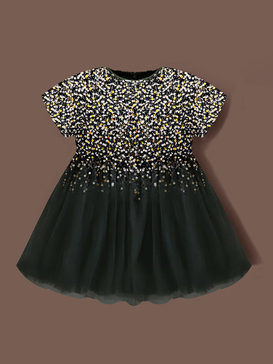 Cherry Crumble Holiday Glow Sparky Black Gleaming Dress