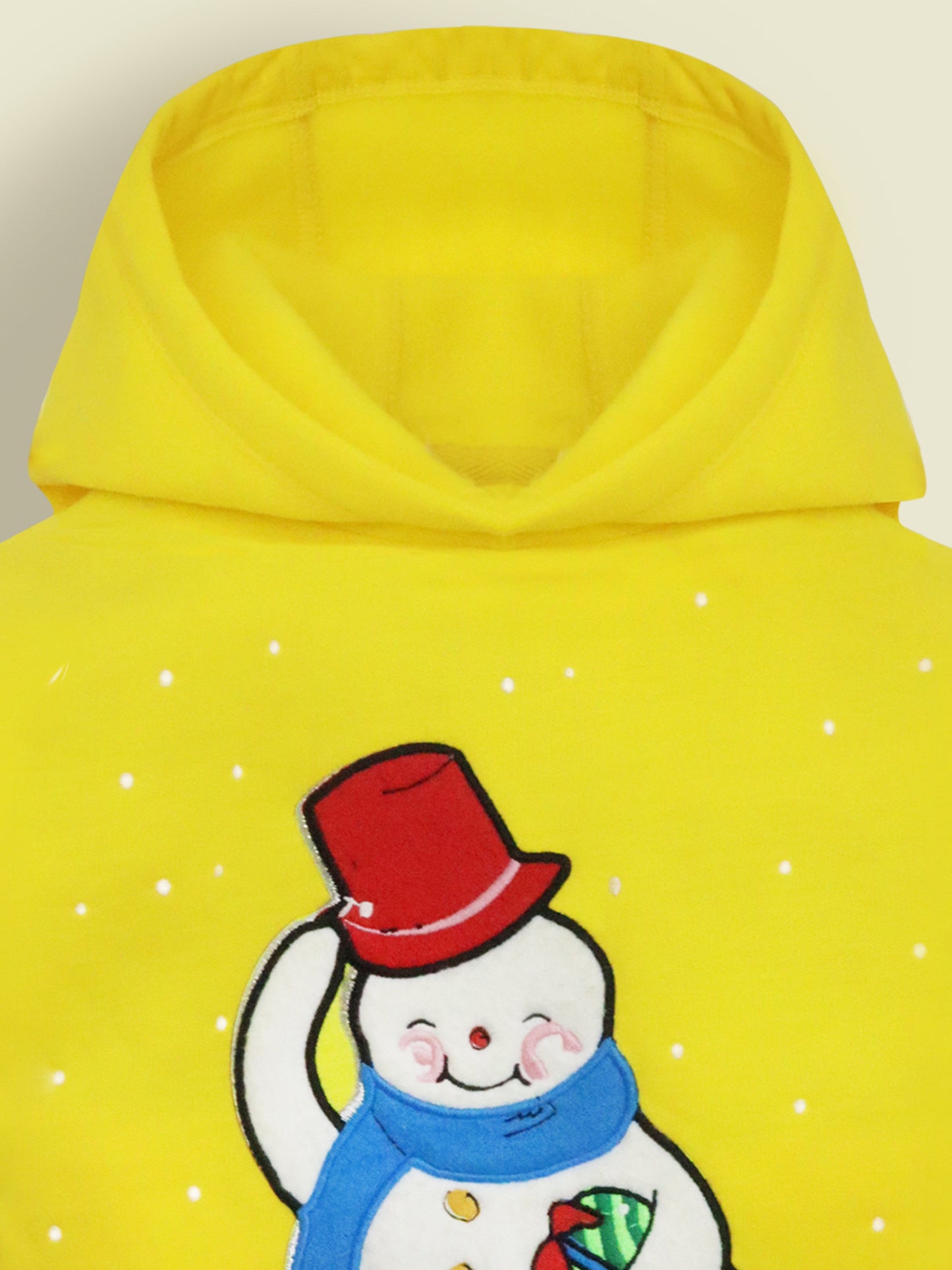 Cherry Crumble Yellow Solid Hooded Applique & Embroidered Unisex Sweatshirt