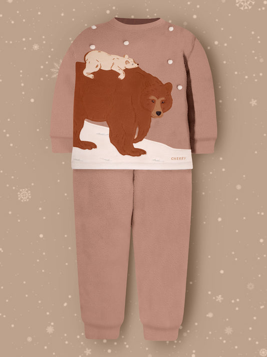 Cherry Crumble Brown Solid Applique Trendy Nightsuit