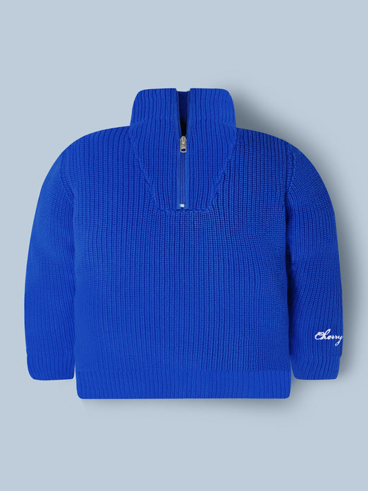 Cherry Crumble Snuggle Blue Knit Sweater