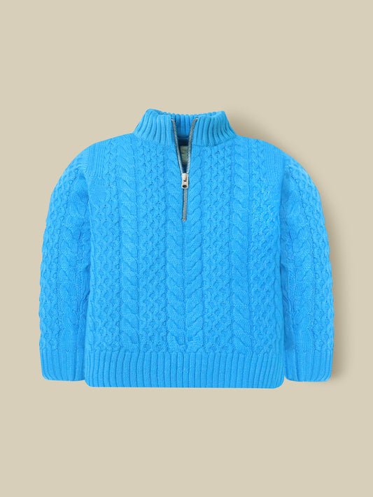 Cherry Crumble Blue Cable Knit Sweater