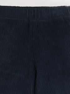 Smart Casual Navy Blue Cotton Elasticated Culottes Pant For Girls