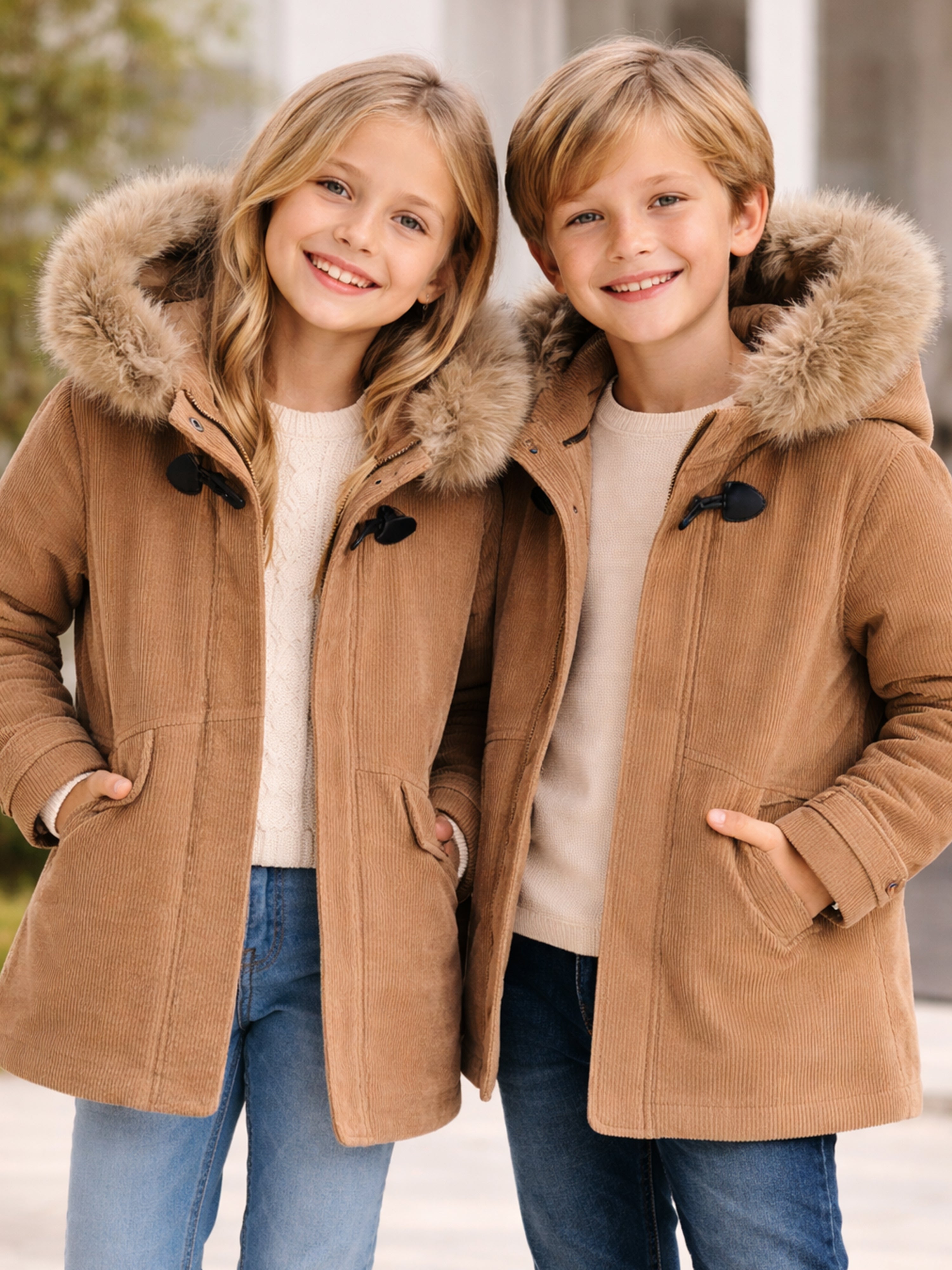 Beige Textured Cozy Hoodie Jacket