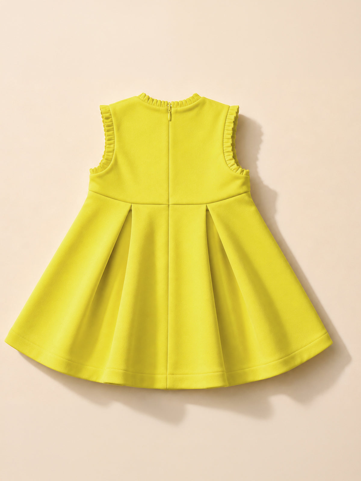 Girls Yellow Pleated Fit & Flare Party Dress