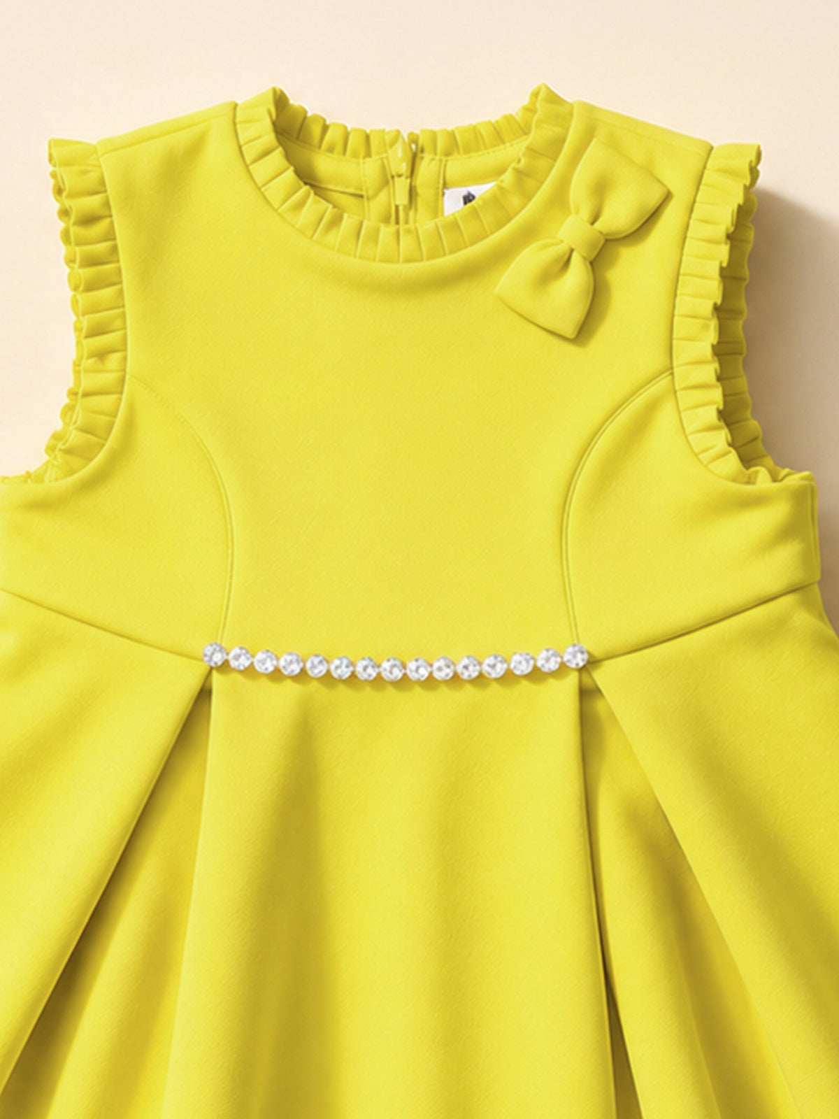 Girls Yellow Pleated Fit & Flare Party Dress