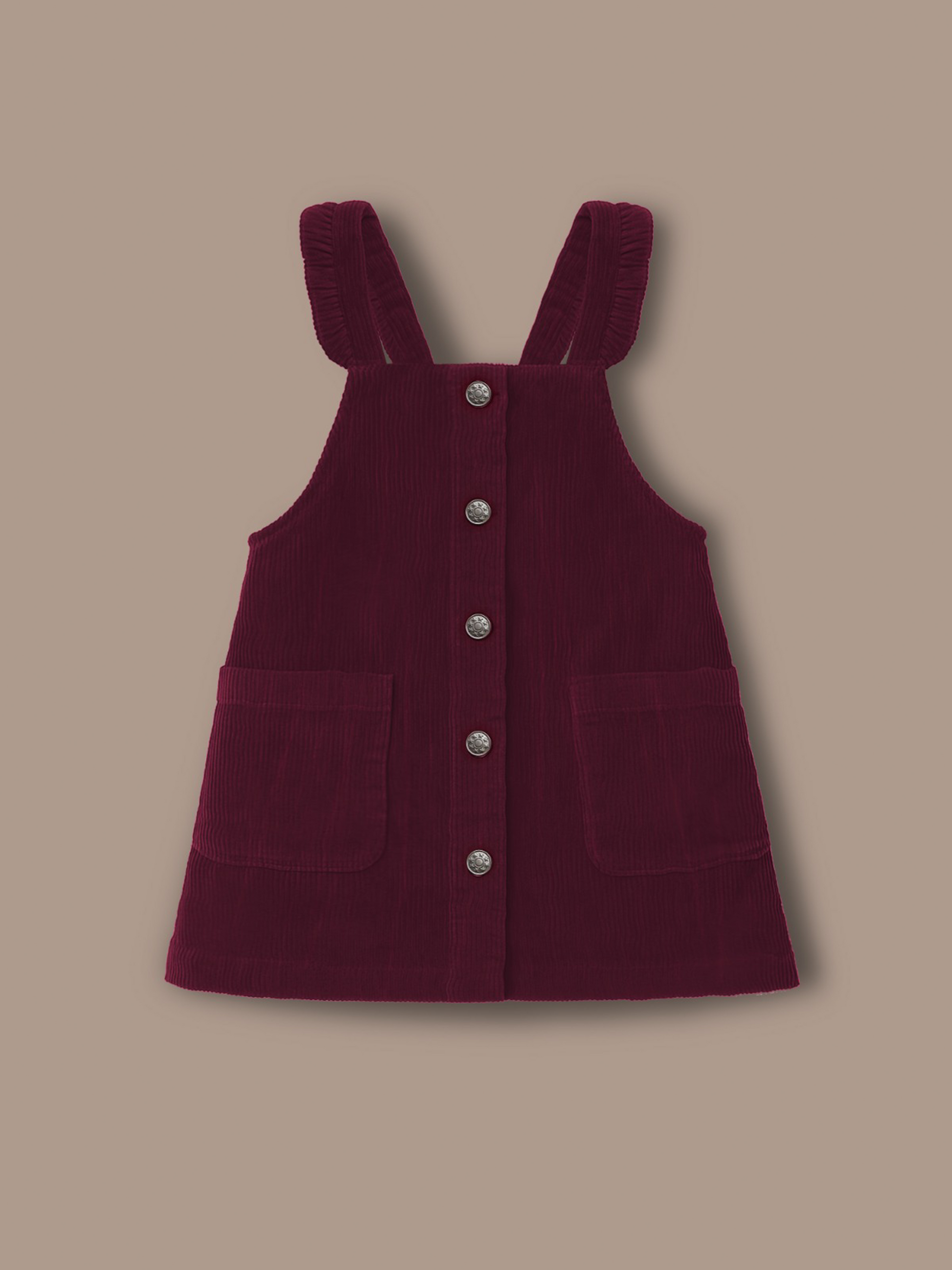 Cherry Crumble wine cotton dungaree dress for girls