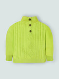 Cherry Crumble Neon Green Cable Knit 100% Viscose Full Sleeves High Neck Casual Wear Easy Fit Winter Sweater For Boys & Girls