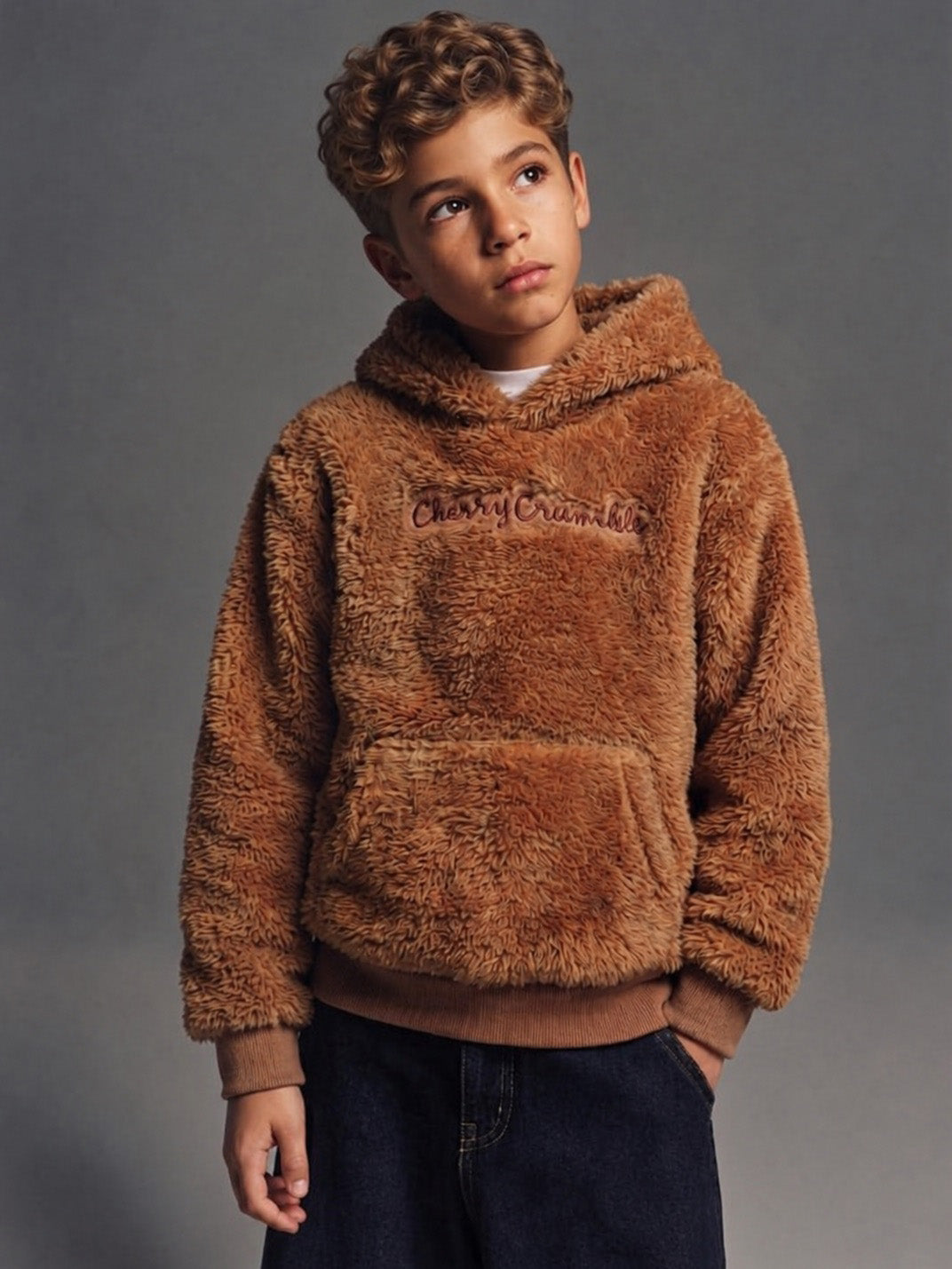Kids Unisex Teddy Fleece Hooded Sweatshirt