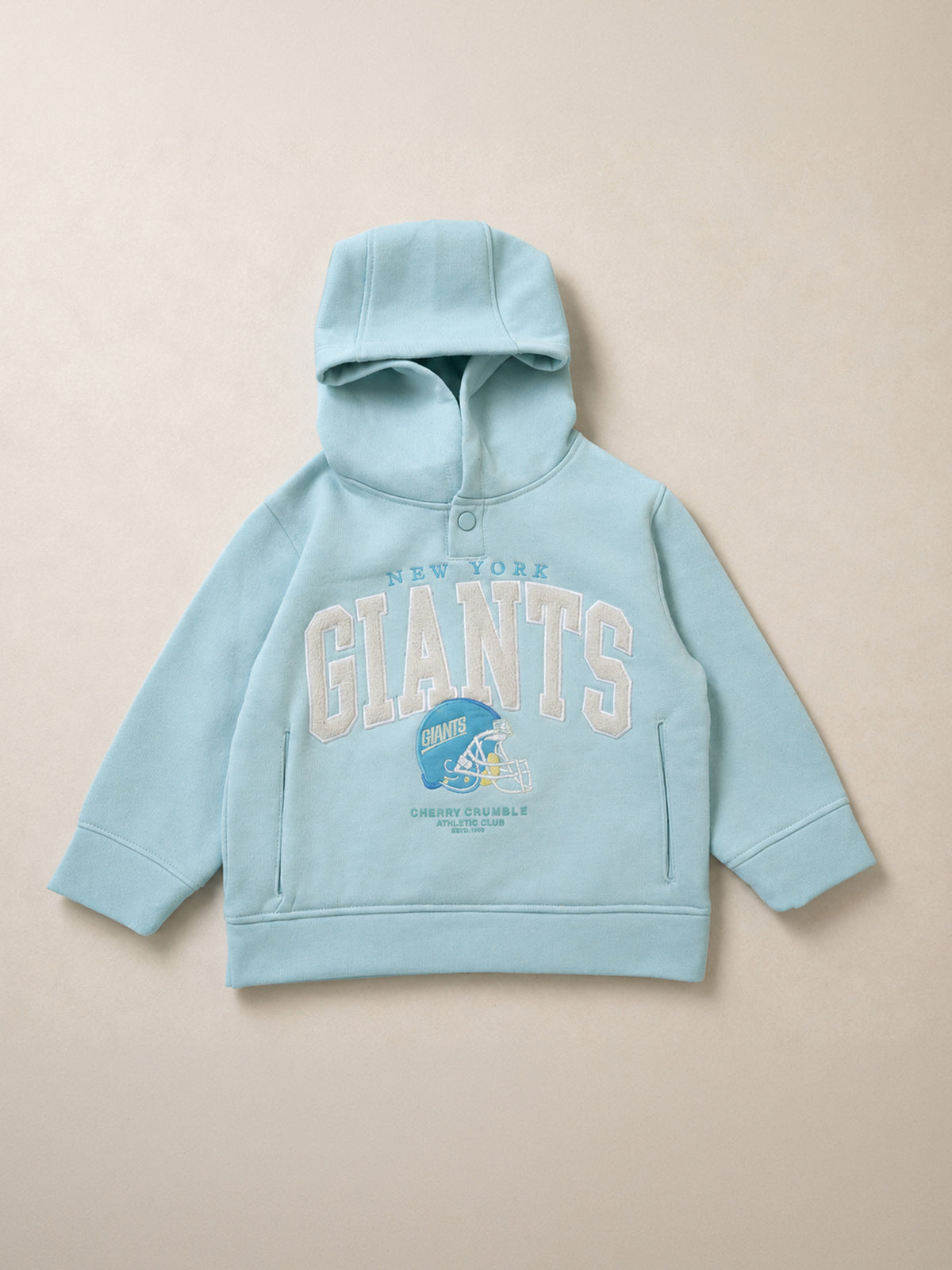 Kids Unisex Typographic Print Sea Green Hooded Sweatshirt