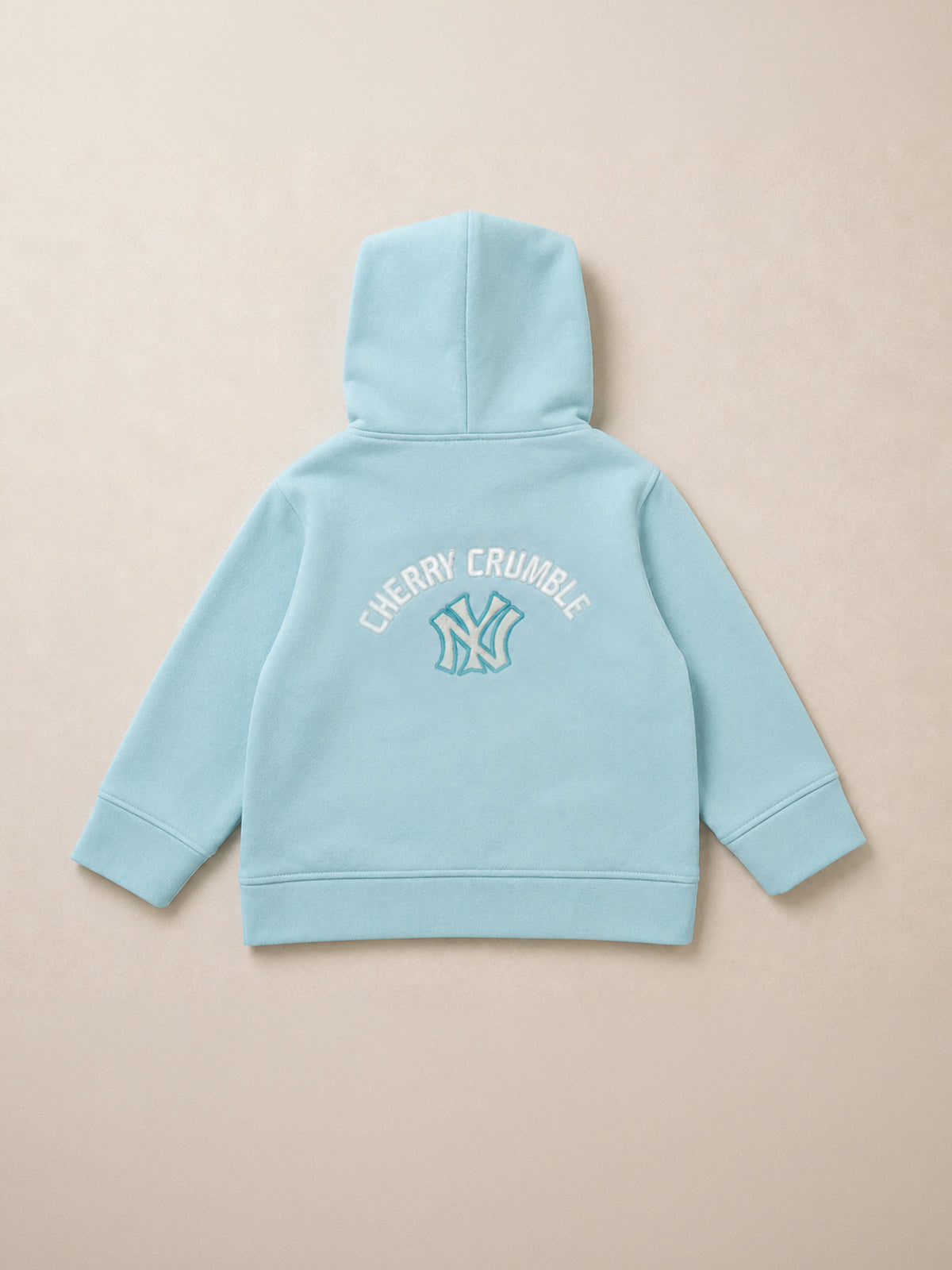 Kids Unisex Typographic Print Sea Green Hooded Sweatshirt