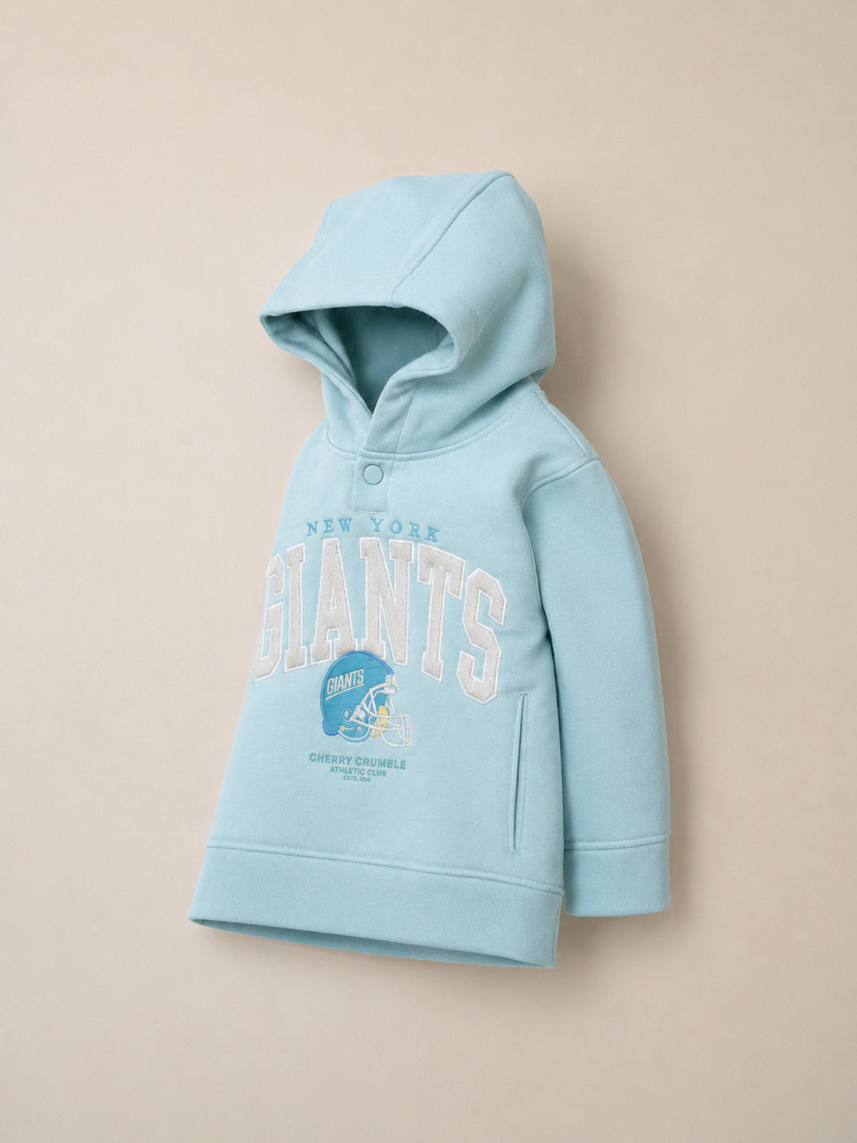 Kids Unisex Typographic Print Sea Green Hooded Sweatshirt