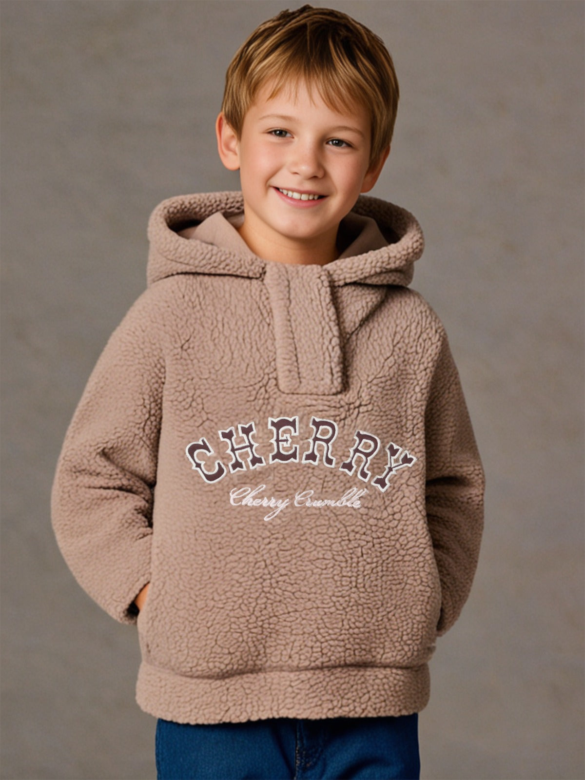 Cherry Crumble Brown Placket With Button Twinkle Sweatshirt