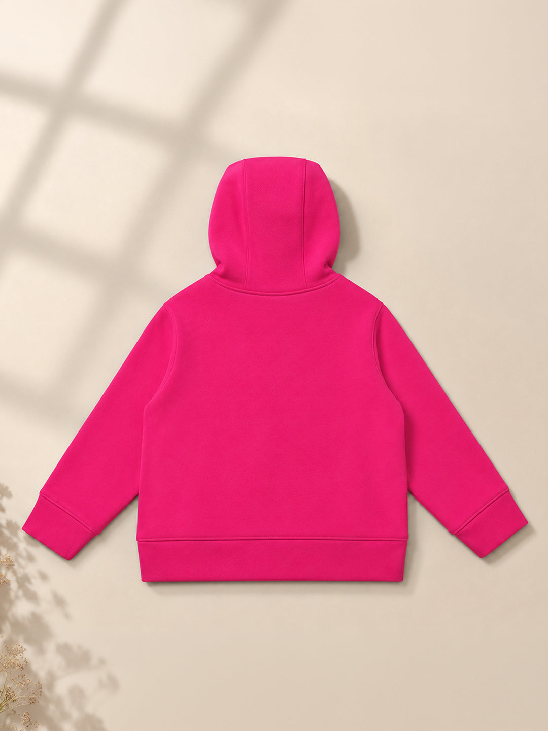 Cherry Crumble Girls Pink Solid Polyester Straight Hoodi