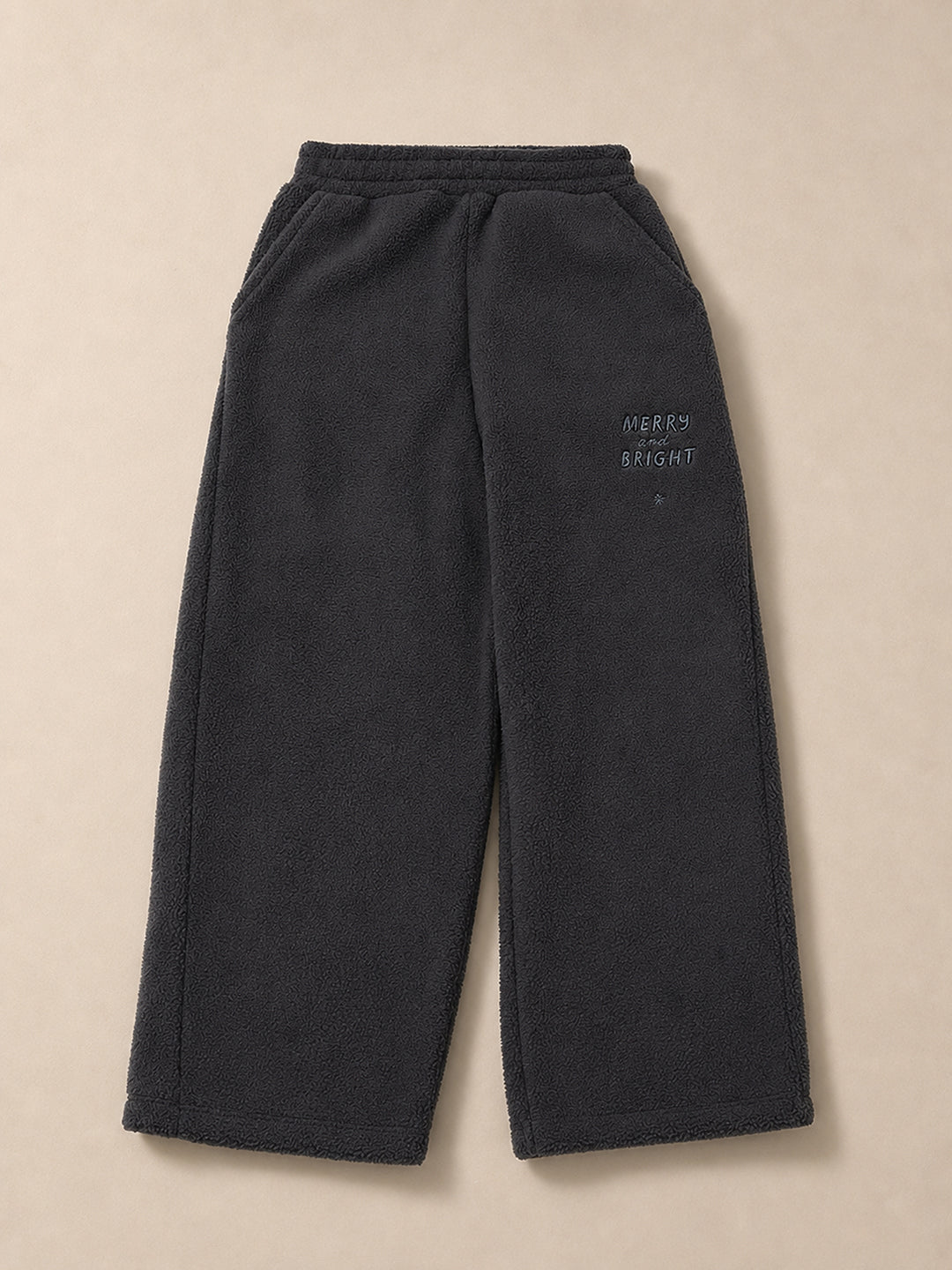 Cherry Crumble Girls Dark Grey Solid Polyester Night Suit