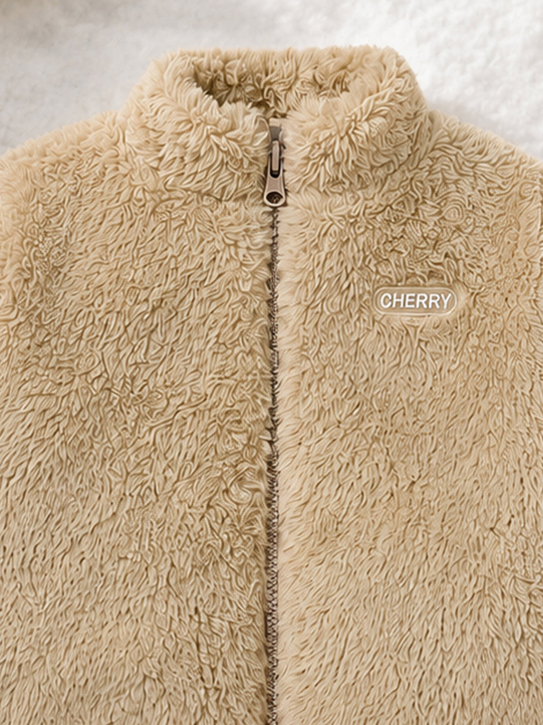 Unisex Kids Beige Teddy Fleece Winter Co-ord Set