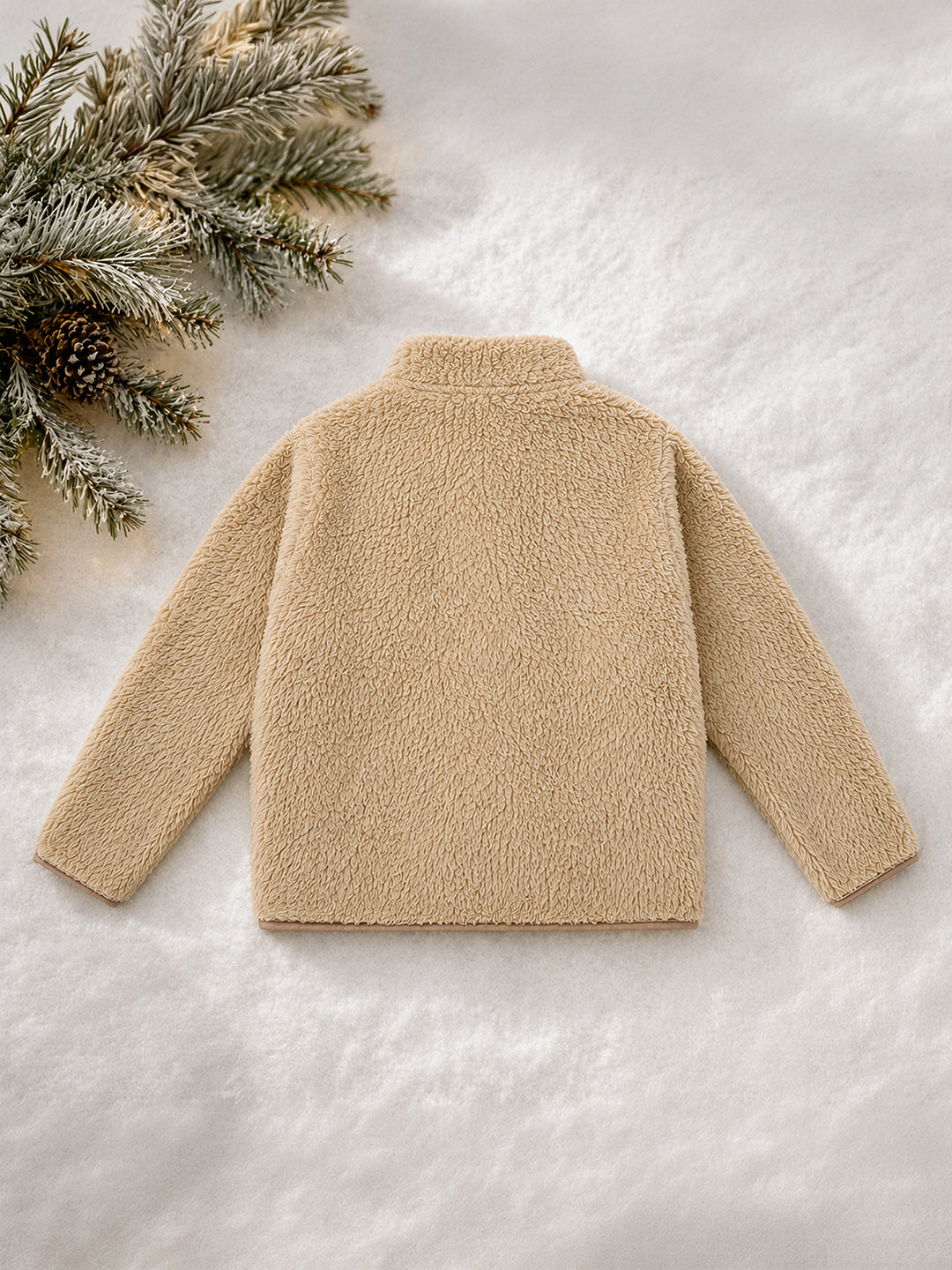 Unisex Kids Beige Teddy Fleece Winter Co-ord Set