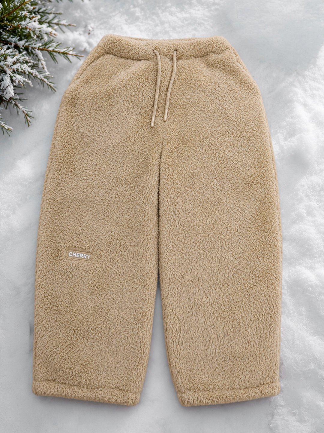 Unisex Kids Beige Teddy Fleece Winter Co-ord Set