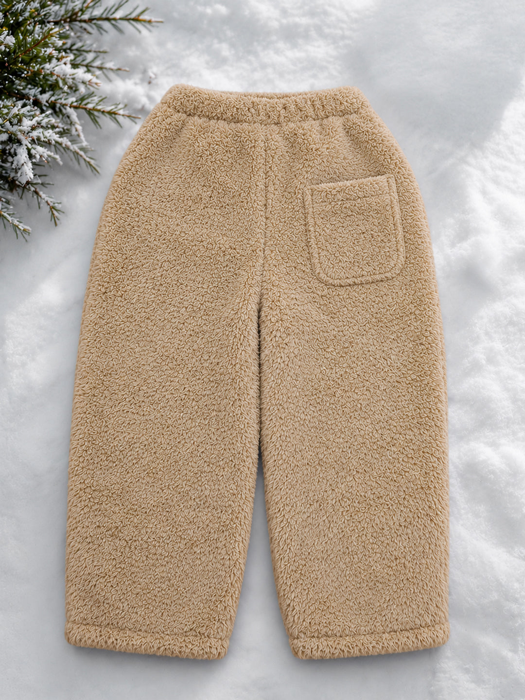Unisex Kids Beige Teddy Fleece Winter Co-ord Set