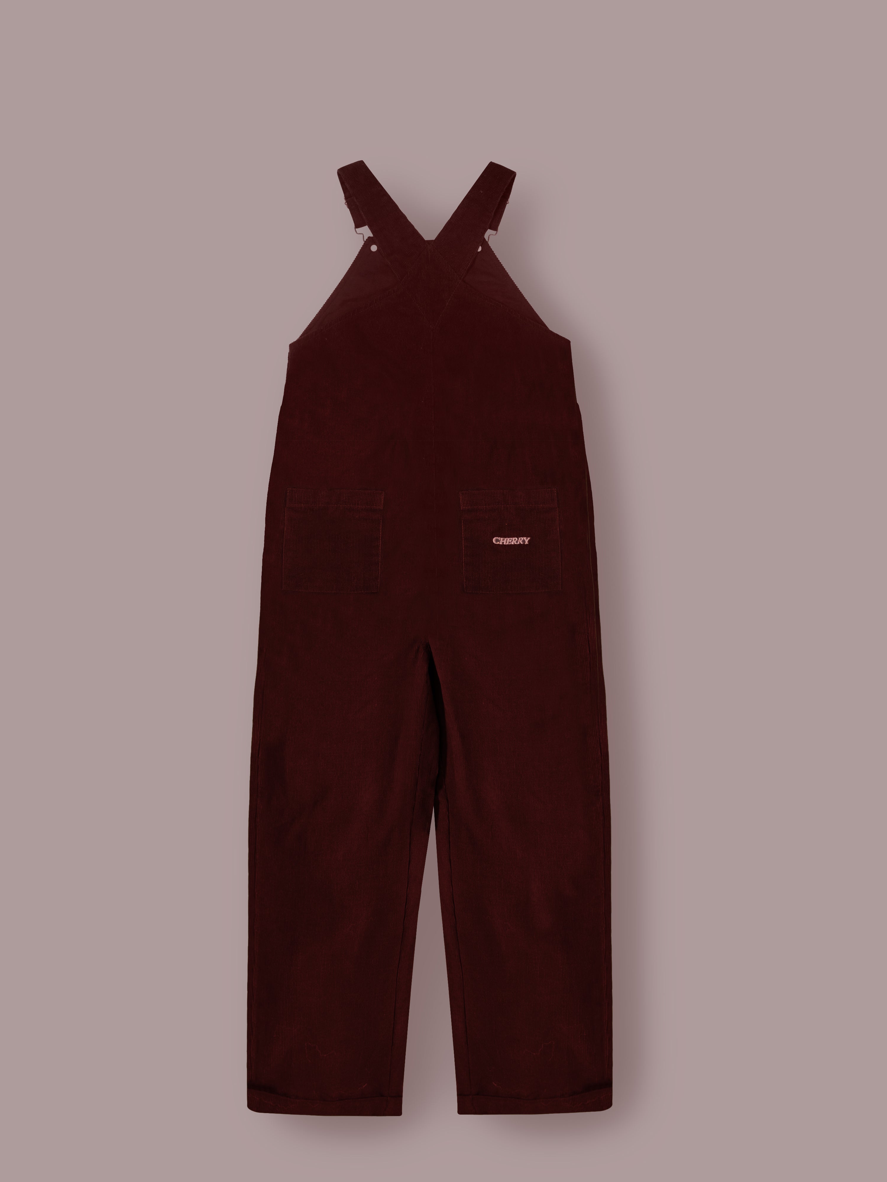 Mädchen Latzhose aus bordeauxroter Baumwolle – klassischer Schnitt für den Sommer