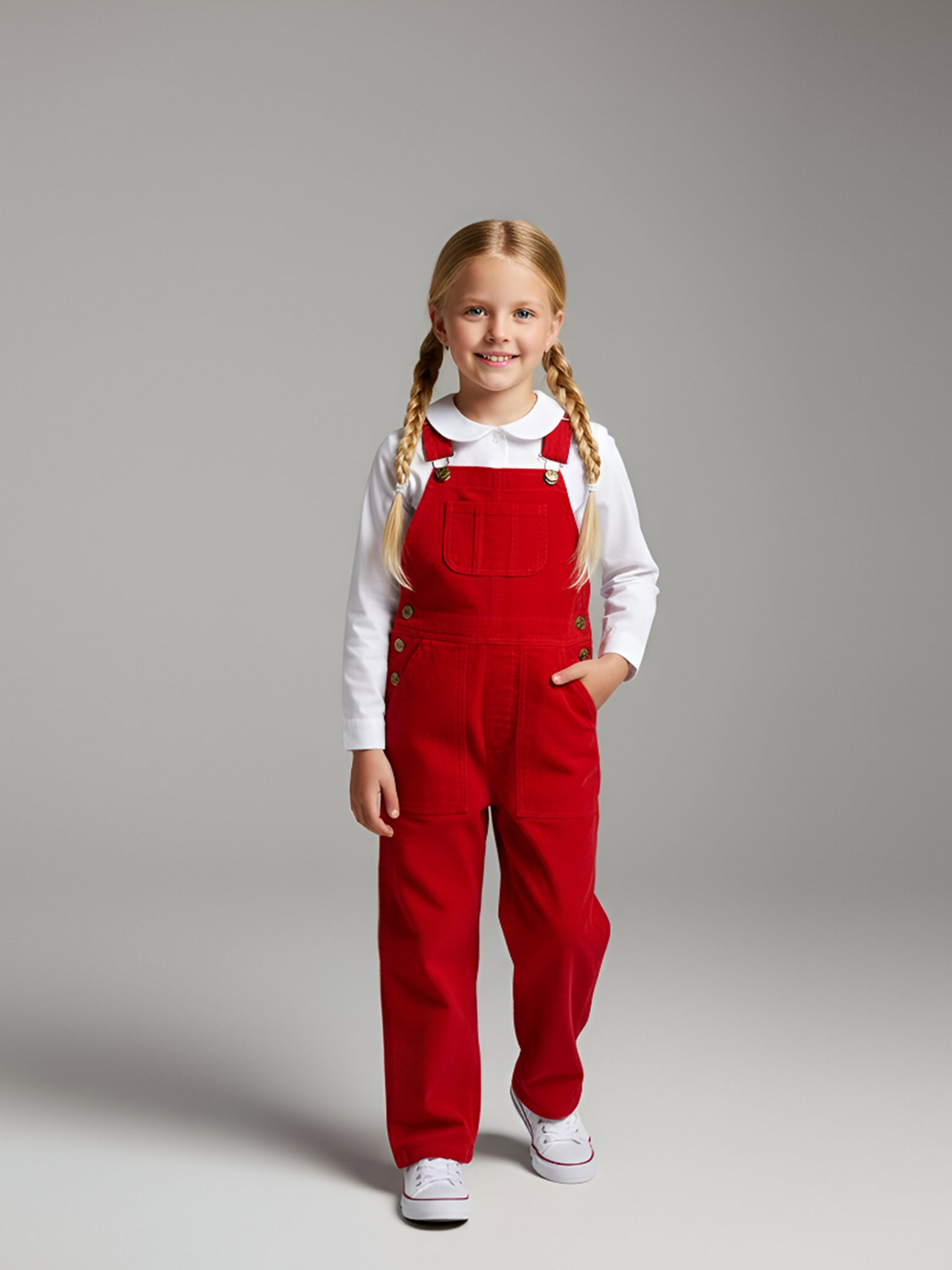 Cherry Crumble peach cotton dungaree for girls