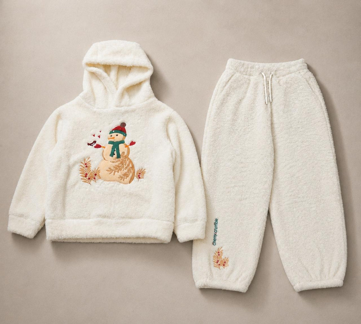 Unisex Kids Off White Hooded Sweatshirt with Jogger Set