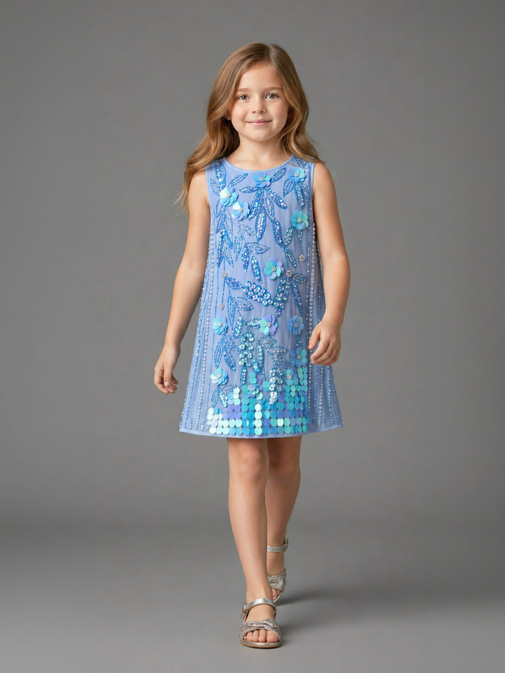 Blue Embellished Party Wear Dress