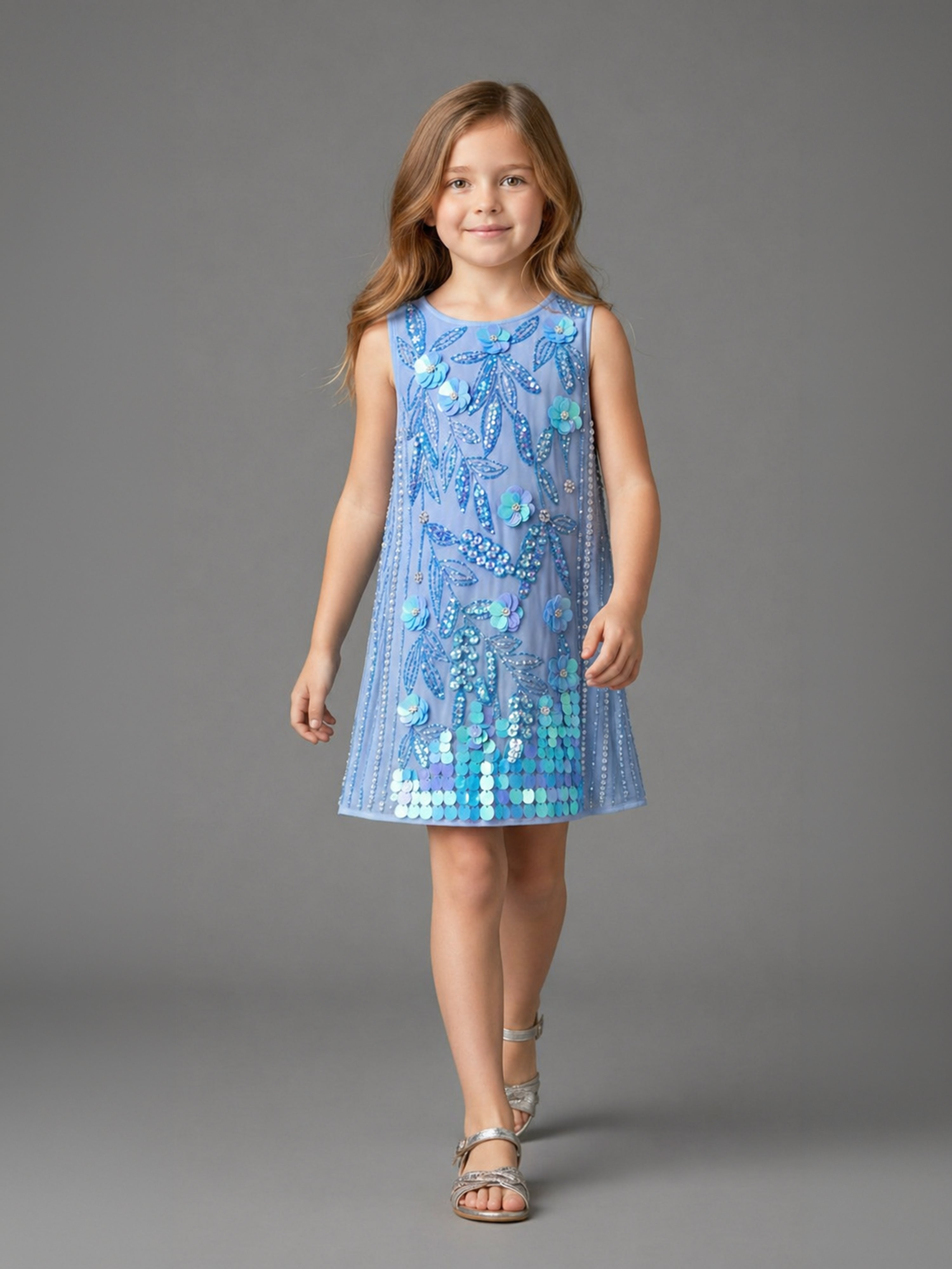 Blue Embellished Party Wear Dress