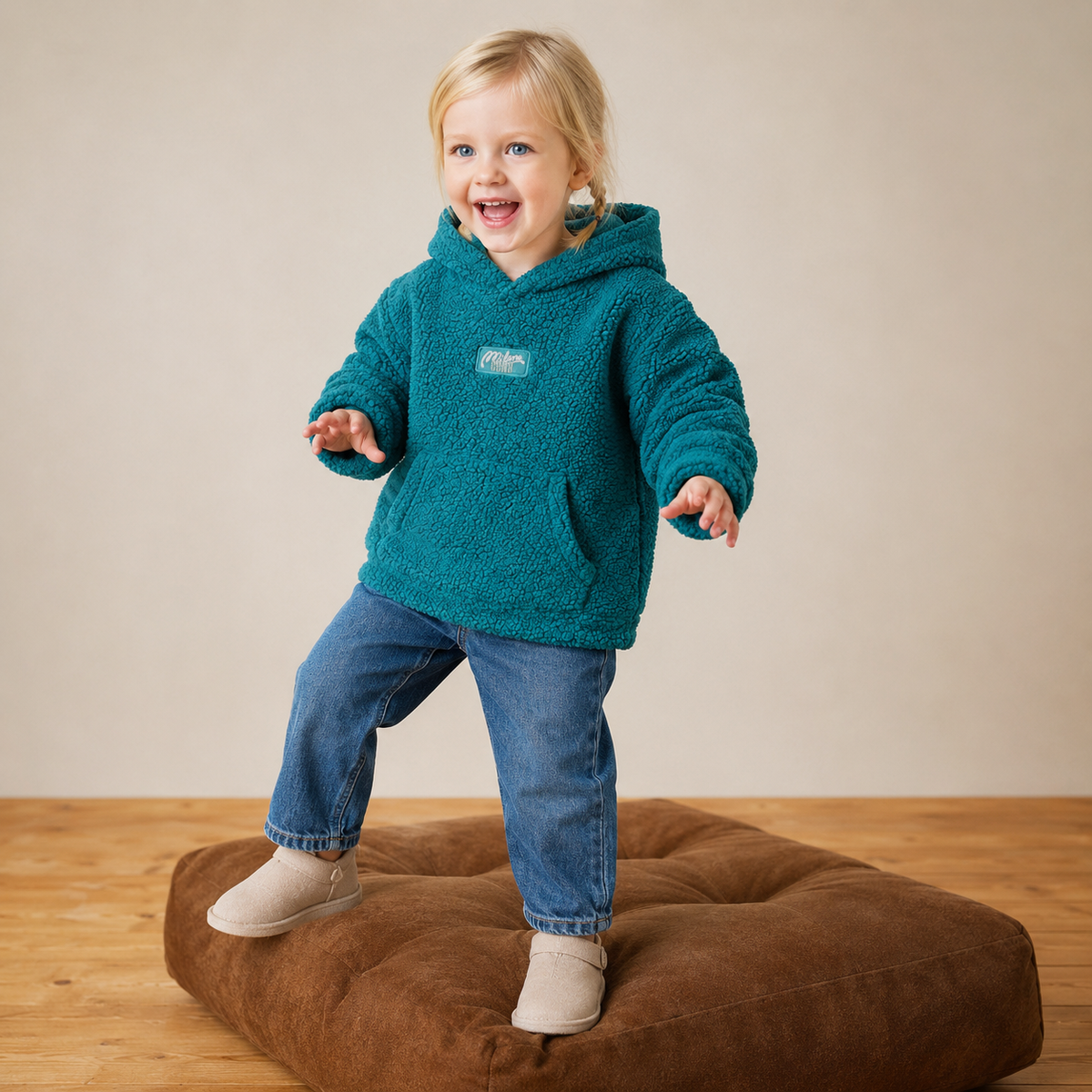 Kids Unisex Teal Green Hooded Sweatshirt