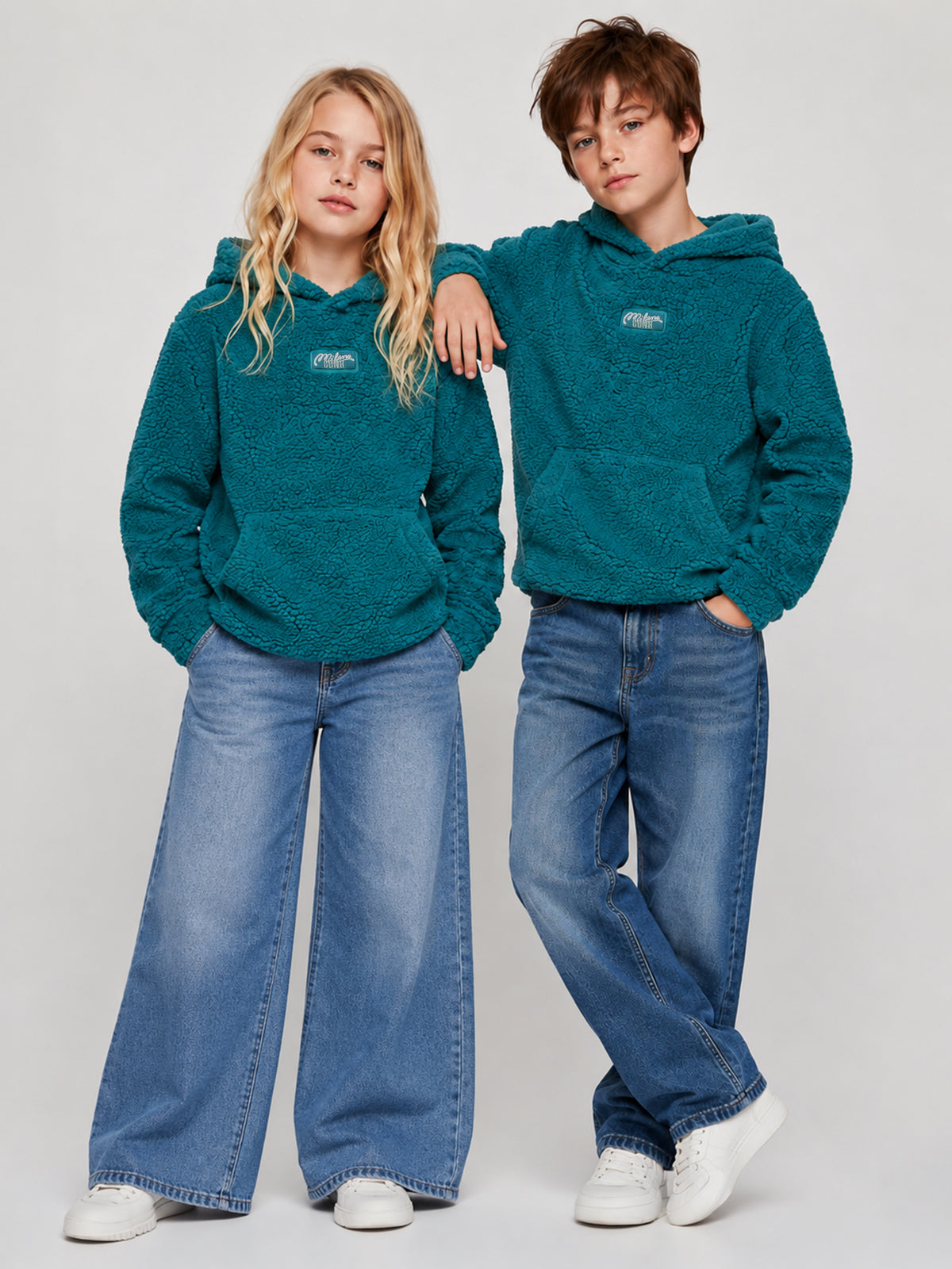 Kids Unisex Teal Green Hooded Sweatshirt