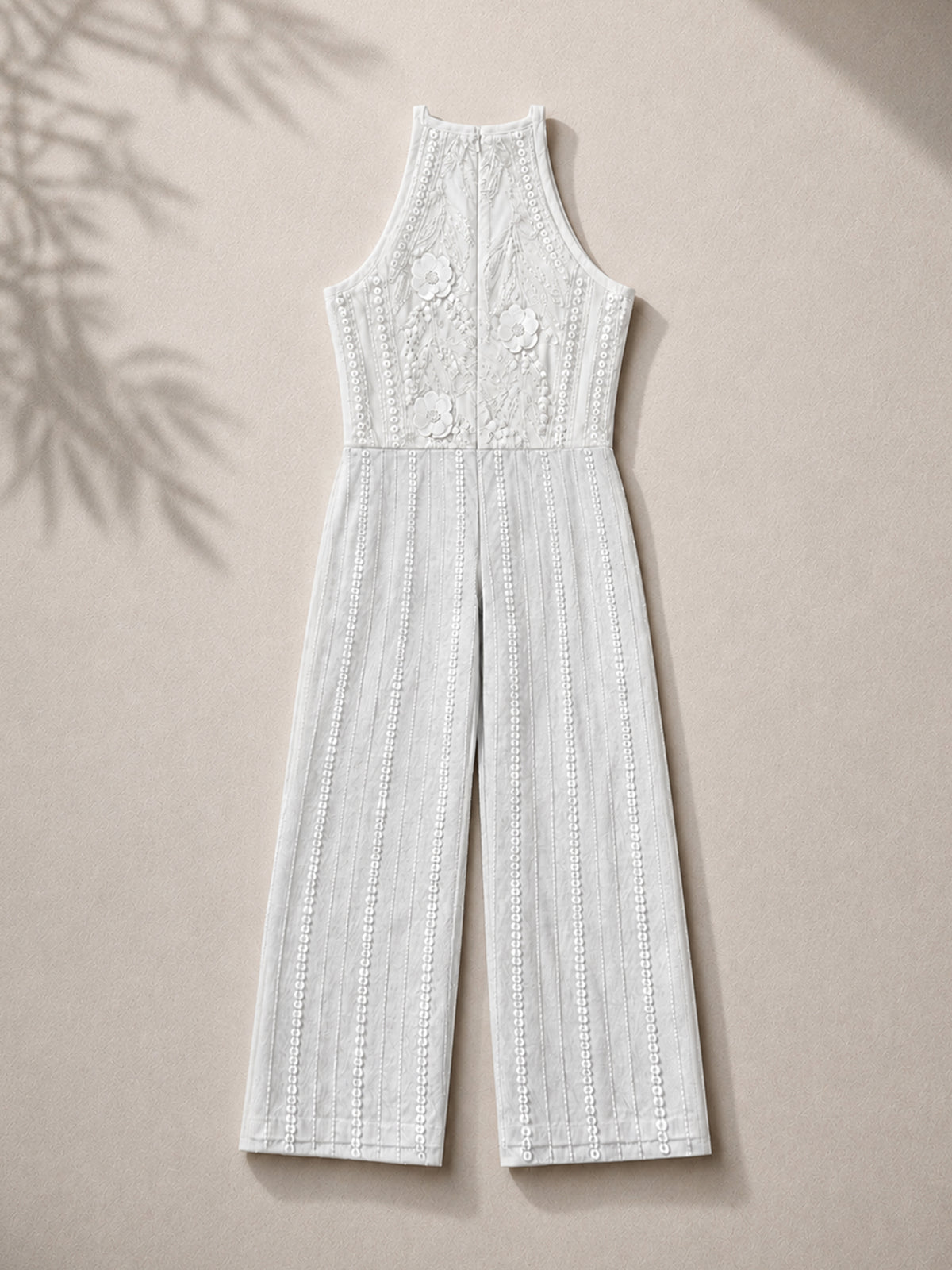 Girls White Sequins Embellished Party Jumpsuit