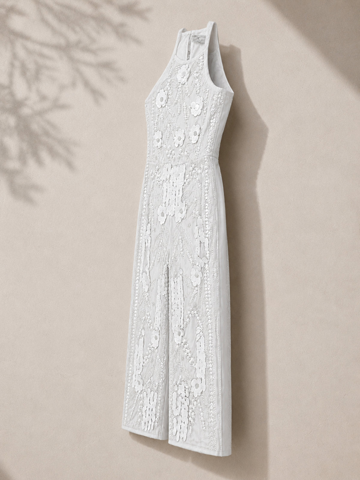 Girls White Sequins Embellished Party Jumpsuit