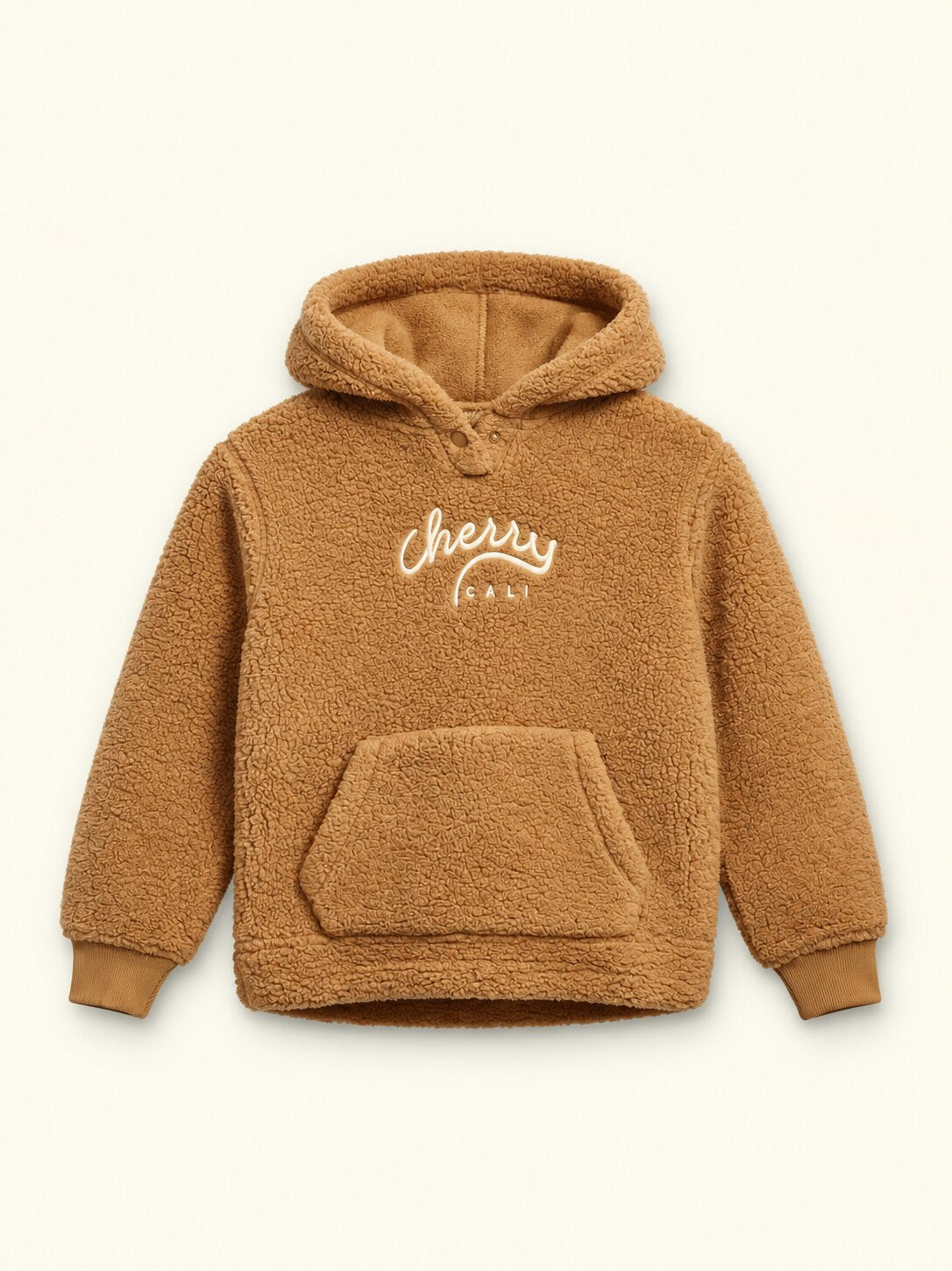 Kids Unisex Beige Hooded Sweatshirt with Kangaroo Pocket