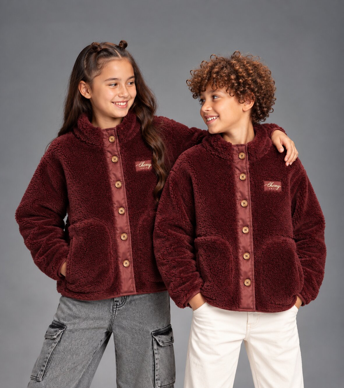 Kids Unisex fleece Full Sleeves Coat with Front Pockets