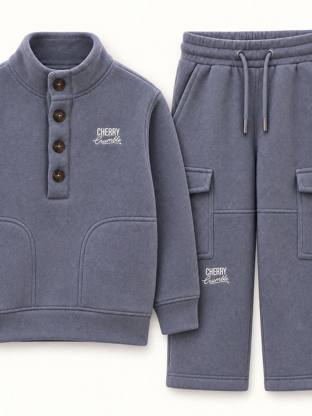 Unisex Kids Blue Fleece Cargo Winter Co-ord Set