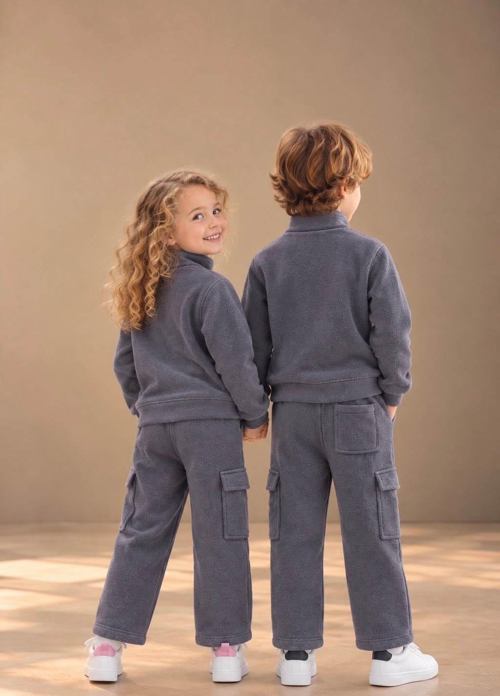 Unisex Kids Blue Fleece Cargo Winter Co-ord Set