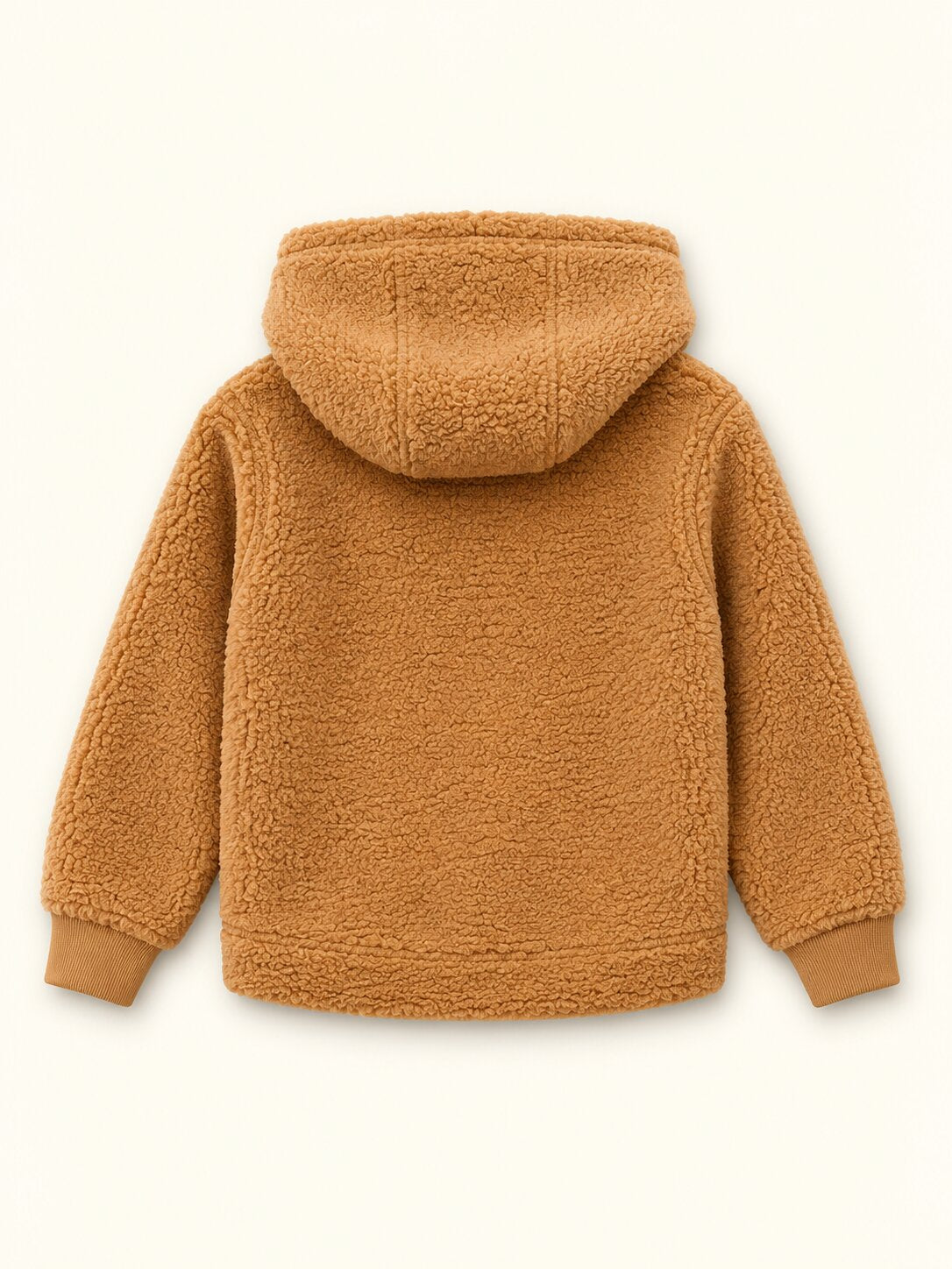 Kids Unisex Beige Hooded Sweatshirt with Kangaroo Pocket