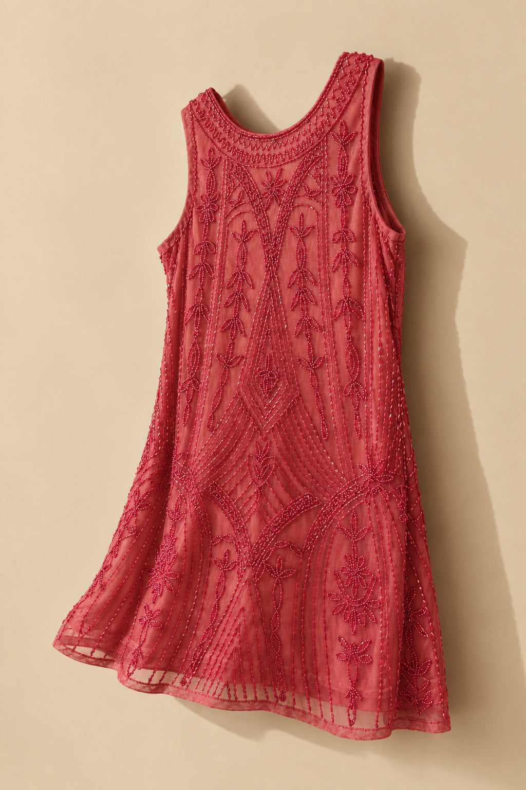 Girls Pink Beaded Embellished A-Line Party Dress